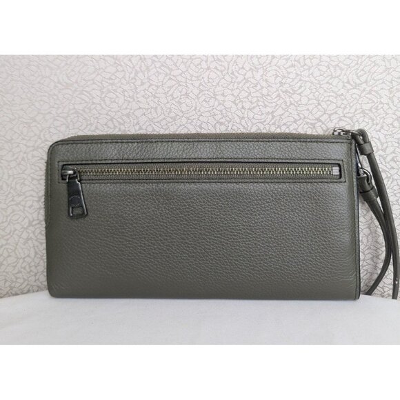 Coach L Zip Wallet Wristlet In Refined Grain Leather Olive Green Gunmetal 53413 - Picture 2 of 12